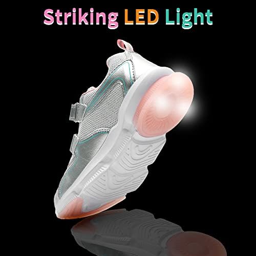 Shoeka Kids Girls Light Up Shoes Led Slip piscando em sapatos de caminhada tênis leves de corrida para