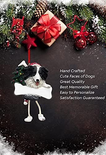 Ornamento de Border Collie com ornamento de Natal exclusivo de pernas pendentes e facilmente personalizado