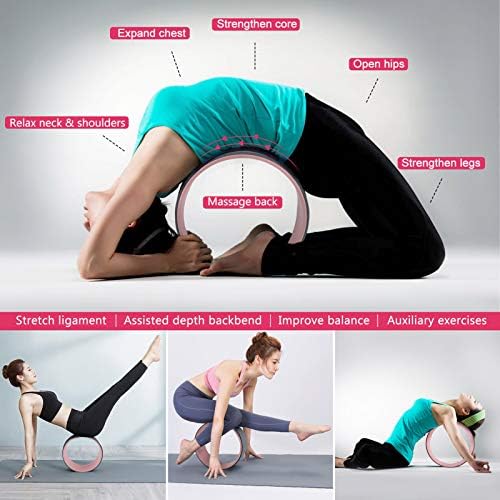 Conjunto de rodas de ioga, roda de ioga roda traseira para dor nas costas, bloqueios de ioga 2 pacote com alça,