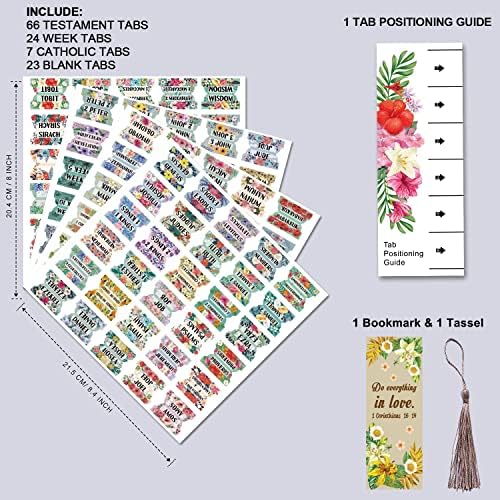 Guias do índice da Bíblia Novas e Antigo Testamento Tabs Design Floral Laminado Matte - 121 PCs