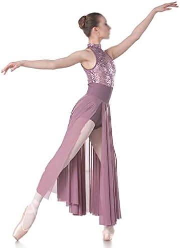 N/Um vestido de renda de laca cinza roxo para figurinos de balé de adultos líricos, vestidos de dança contemporânea