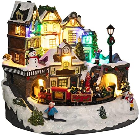 Mumtop Christmas Village House Decoration, LED colorida LED iluminam a torre e edifícios, árvores de Natal