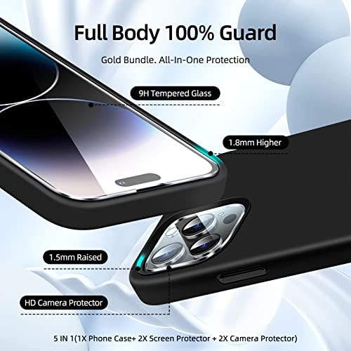 DSSAiro [5 em 1 para iPhone 14 Pro Max Case 6.7, com protetor de 2 pacote de protetor de tela de pacote + 2