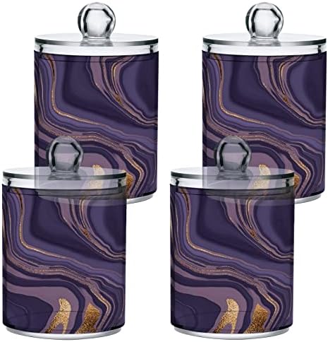 Alaza 2 Pack QTIP Dispensador Purple Liquid Marble Bathrooms organizadores de banheiro para bolas