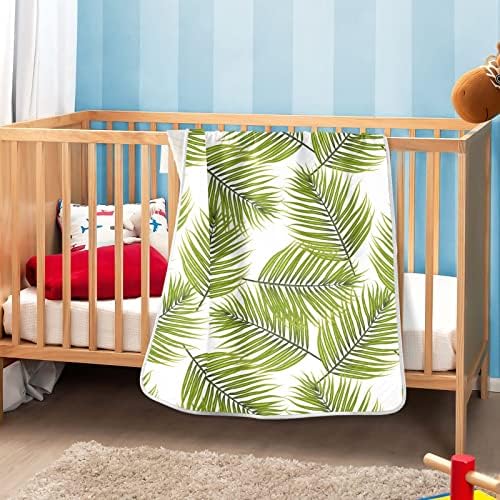 Tropical Summer Palm folhas unissex macio de bebê fofo para uma criança do berço para a creche com uma cobertor