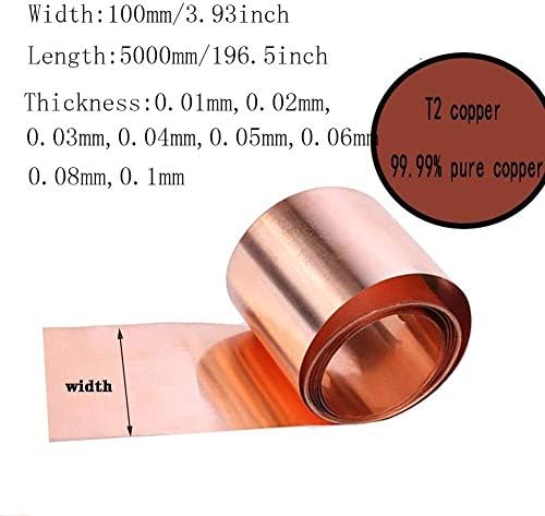 Yiwango Pure Copper Foil Metal Copper Sheet Plate Cut Rolls- Uso geral DIY ou contratados Folha