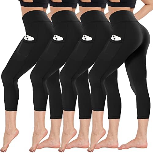 Campsnail 4 Pack Capri Leggings for Women - Capris de cintura alta Capris Tummy Control Yoga calça
