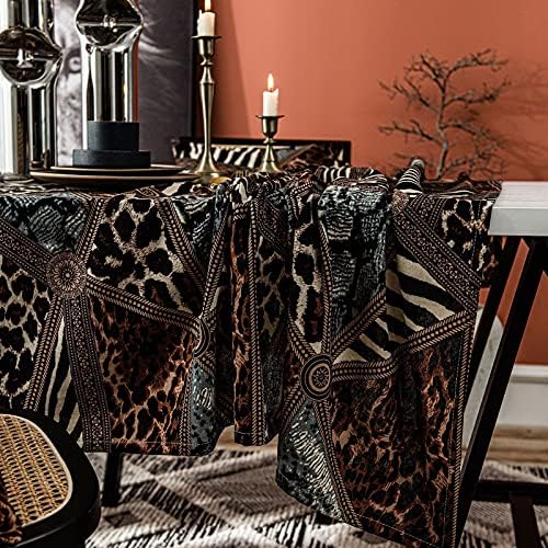 Huangxing - Tale da mesa de toalha de toalha de toalha de leopardo, capa de mesa lavável para a festa de jantar