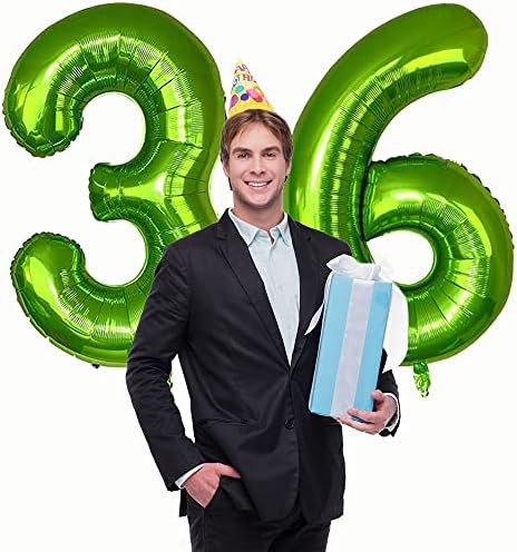 XIHUIMAY Número 36 Balões de balão digital 40 polegadas Alfabeto 36 Balões de aniversário Digit 36 ​​Balões de