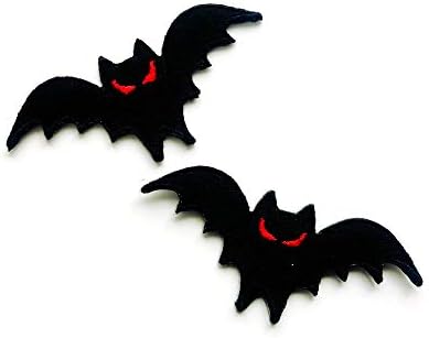 O conjunto de 2 minúsculos. Mini Black Black Evil Bat Vampire Halloween Patches de logotipo de desenho