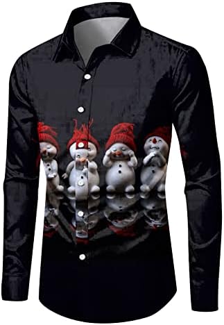 XXBR Christmas Casual Button Down Camisetas Para homens de colarinho comprido colarinho Novo tops de