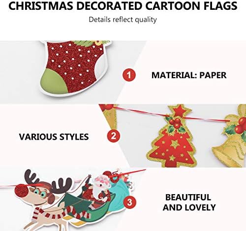 AMOSFUN 1 Conjunto 5 PCs Banners decorativos de Natal Buntings de papel de desenho animado material