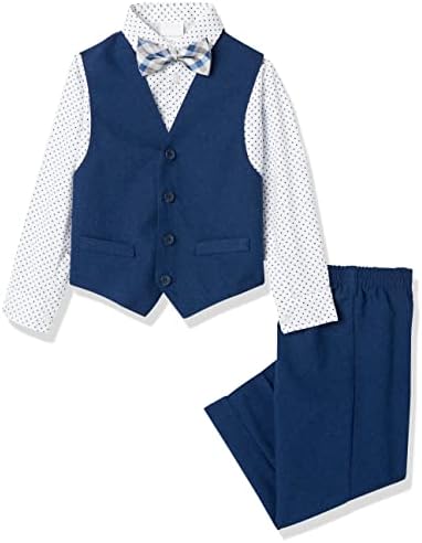 Van Heusen Boys Adaptive Formal Set, colete, calça, camisa de colarinho e gravata borboleta com fechamento de