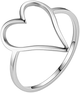 Anel de anel em forma de coração de aço de titânio anel liso não perde cor anel de aço inoxidável em