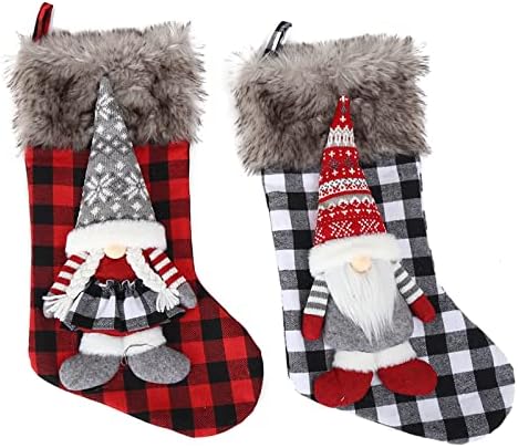 Christmas Grandes meias - 19 em sacos de penduramento de Natal de Natal, meias de natal 3D PLUSH GNOME Decoração