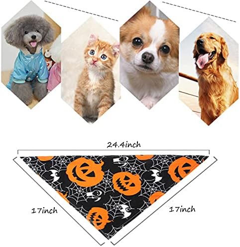 Halloween Dog Bandanas 2 pacote, Triangle Halloween Pet Bandana Reversível Cachorro Carf ， Último ao tomar