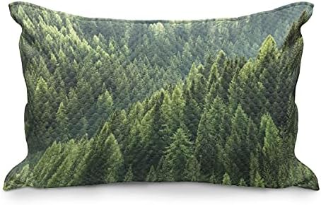 Ambesonne Evergreen acolchoado Capa de travesseiro, deserto de um conceito de ambiente saudável do ecossistema