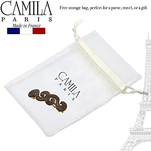 Camila Paris CP3170 Clipe de Barrette de Cabelo Francês para Meninas, Armaduras Armadas, Marrom, Metal Dourado