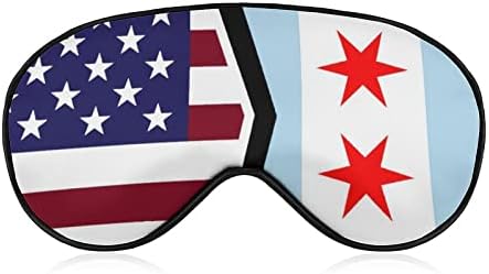 American e Chicago Flag Prind Máscara Olhe Máscara Bloqueando Máscara de Sono com Correia Ajustável Para Viagem