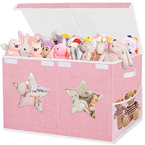Caixa de brinquedos grandes de Natal para meninas, caixas de organizador de caixa de brinquedos com janelas
