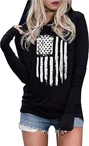 Capuz da moda da bandeira americana Lyeiao para Women USA T-shirt gráfico de 4 de julho de julho de