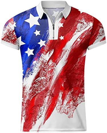 Camisas masculinas de 4 de julho Polo patriótico Tops soltos FIT 2023 Verão Casual Manga curta USA