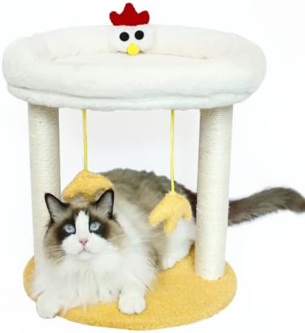 Postagem de arranhões de gato nekosan com cama, árvore de gato com poleiro destacável em forma de frango,
