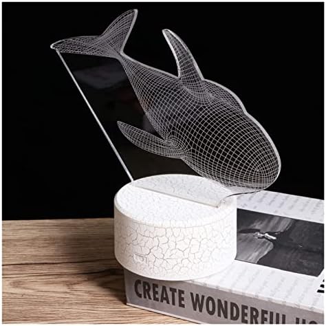 Lâmpada 3D Lâmpada de ilusão Led Whale Night Light Lights Tea Brinquedos Animal Mudando Sensor de