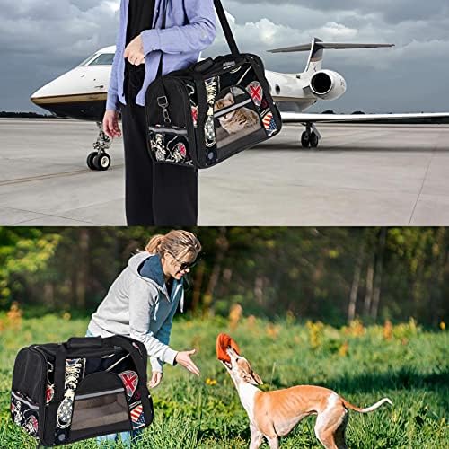 Pet Carrier Sports Sports Sports British and USA Sinalizadores padrão Portadores de viagem de animais de estimação