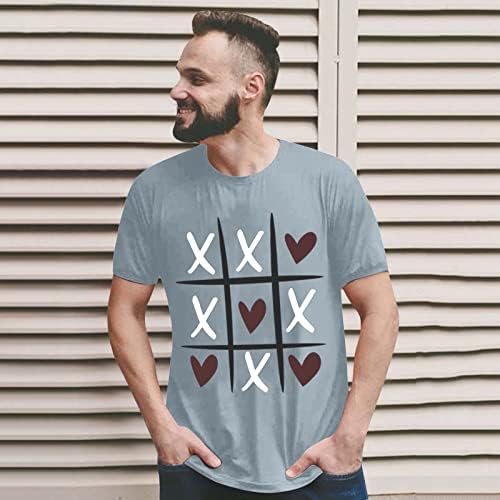 Camisa do dia dos namorados masculino, fofo, impressão de coração impressão engraçada Tees gráficos