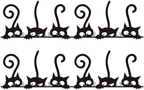 Adesivos de parede de gato de 4set besportble, 12 x 8 polegadas três gatos pretos padrão DIY Decalque decorativo