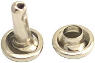 Wuuycoky Silvery Double Cap couro rebenta tubulares de metal tampa 5 mm e pacote de 5 mm de 100 conjuntos