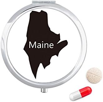 Maine America EUA mapa esboço de pílula caixa de bolso de bolso caixa de armazenamento dispensador de contêiner