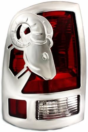 Big Horns Tail Light Covers para Dodge ~ Ram Pickup ~ 2010-2012 ~ Chrome Abs ~ 2500/3500, 2 PC Conjunto