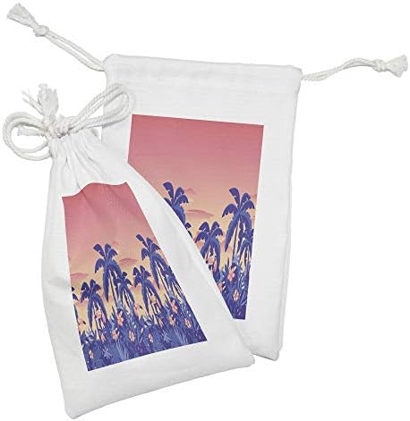 Conjunto de bolsas de tecido do Havaí de Ambesonnei de 2, imagem exótica do pôr -do -sol com flores