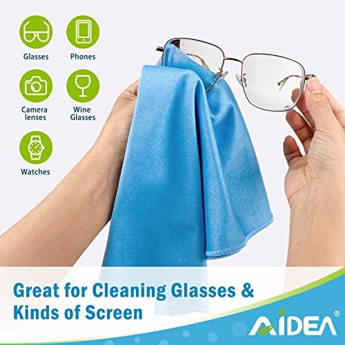 Andea Microfiber Glass Cleaning Cloths-8pk, fiapos sem fiapos, janelas limpas rapidamente, vidro,