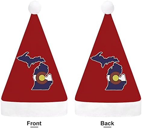 Michigan esboço da bandeira do Colorado Chapéu de Natal personalizado Hat de Santa Decorações engraçadas