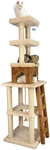 Armarkat Tower de gato de vários níveis x8303 Árvore de gato de madeira real em bege, 32 x 24 x 84