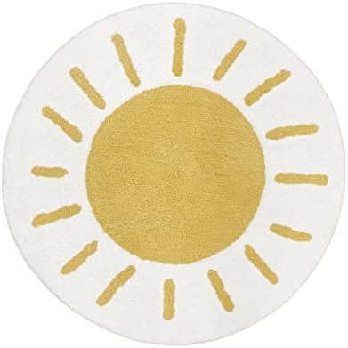 Doce JoJo Designs Boho Sun Accent Floor Tapete ou tapete de banho - Amarelo Gold Branco para Bohemian
