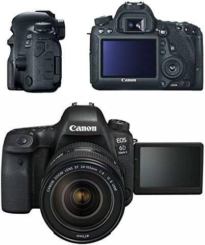 Câmera DSLR da Canon 6D Mark II com Canon EF 24-105mm f/4l IS II Lente USM, lentes panorâmicas e telefoxadas