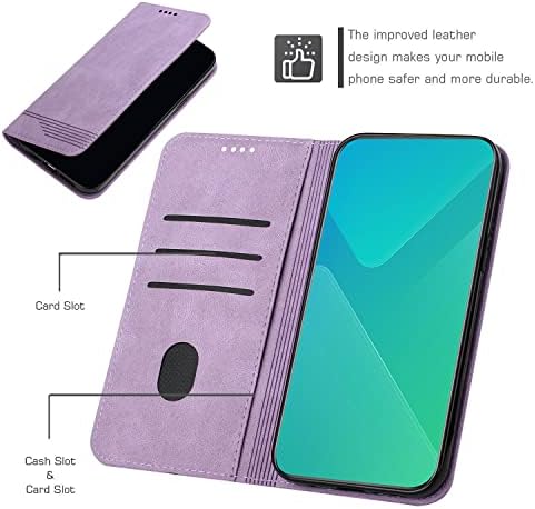 Compatível para a capa da carteira da carteira Samsung Galaxy S23, pareça forte de couro magnético com porta -cartas