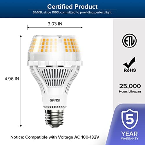 SANSI 250W Equivalente A21 Lâmpada LED, 4000 lúmens e26 lâmpada LED com tecnologia de cerâmica, 3000K Soft