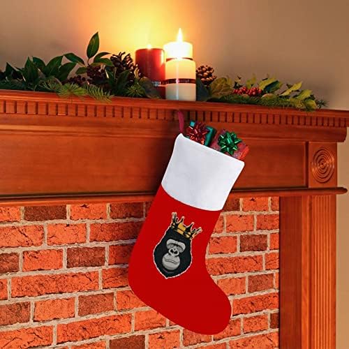 Gorilla Head Christmas meias de veludo vermelho com bolsa de doces branca Decorações de Natal e acessórios para