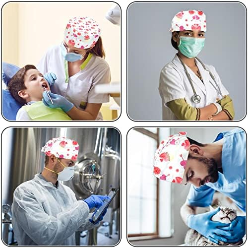 Limpeza de tampas com botões Capa de cabelo Caps de turbante trabalham chapéus de enfermagem clínica de