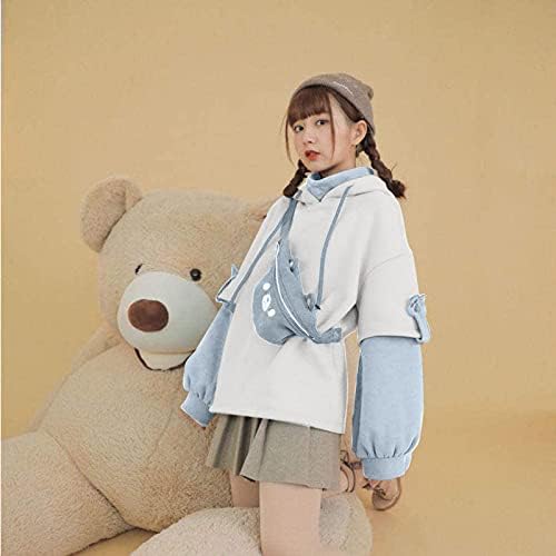Manga longa de manga longa Urso gráfico dos moletons de casaco para mulheres da moda da moda da moda casual