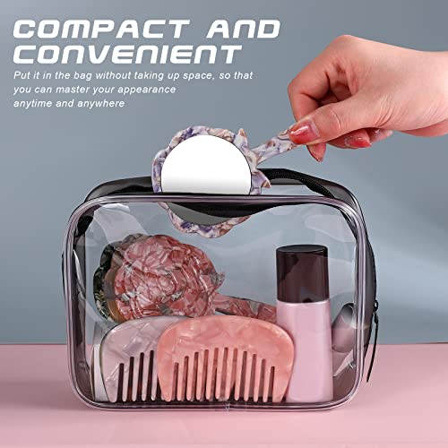 Mini espelho de mão redonda de flor de rosa, espelho compacto pequeno, maquiagem de viagem espelho de mão