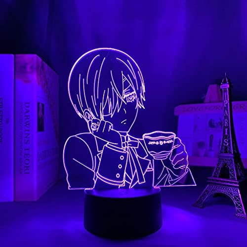 TFJS Tamanho grande acrílico 3D Lâmpada anime Butler preto para quarto decoração noite Night Kids Birthday Gift