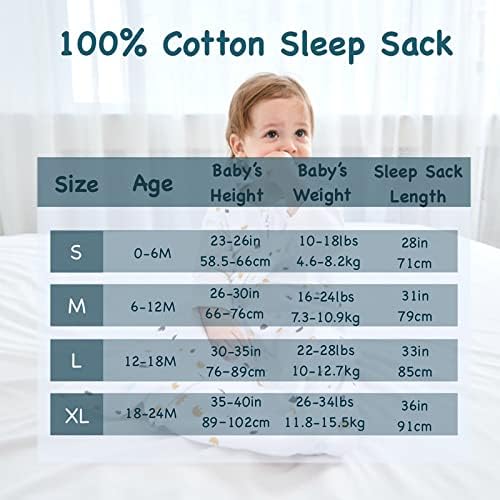 Sosomi Sono Sack 3-pacote, de algodão orgânico Crianças de algodão vestível, saco de dormir com zíper