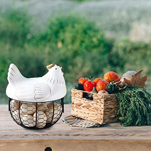 Recipientes de alimentos Zerodeko cesta de armazenamento de ovos de fazenda de cerâmica com cesta de ovo