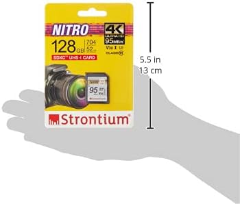 Estrontio Nitro 128GB SD SDXC Flash Memory Card 95Mb/S UHS-I U3 V30 Classe 10 alta velocidade para câmeras DSLR